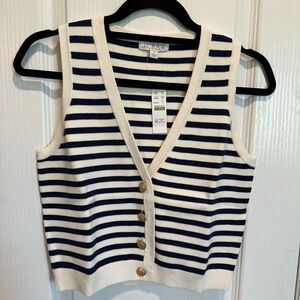 J. Crew Navy and White Striped Sleeveless Blouse